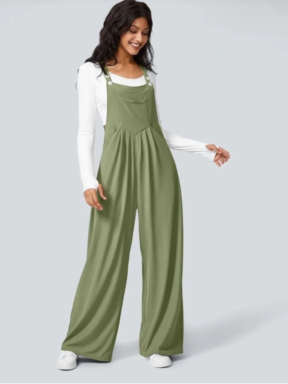NWOT Halara Large Lodan Green Overall Wide leg Stretchy Comfort